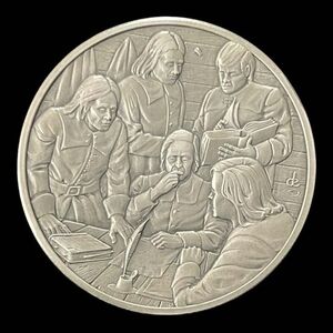Franklin Mint History of Colonial America Pewter Medal Fundamental Orders VG